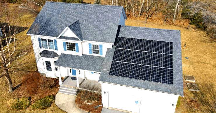 solar panels installed by Green Mountain Solar in Vermont on a roof